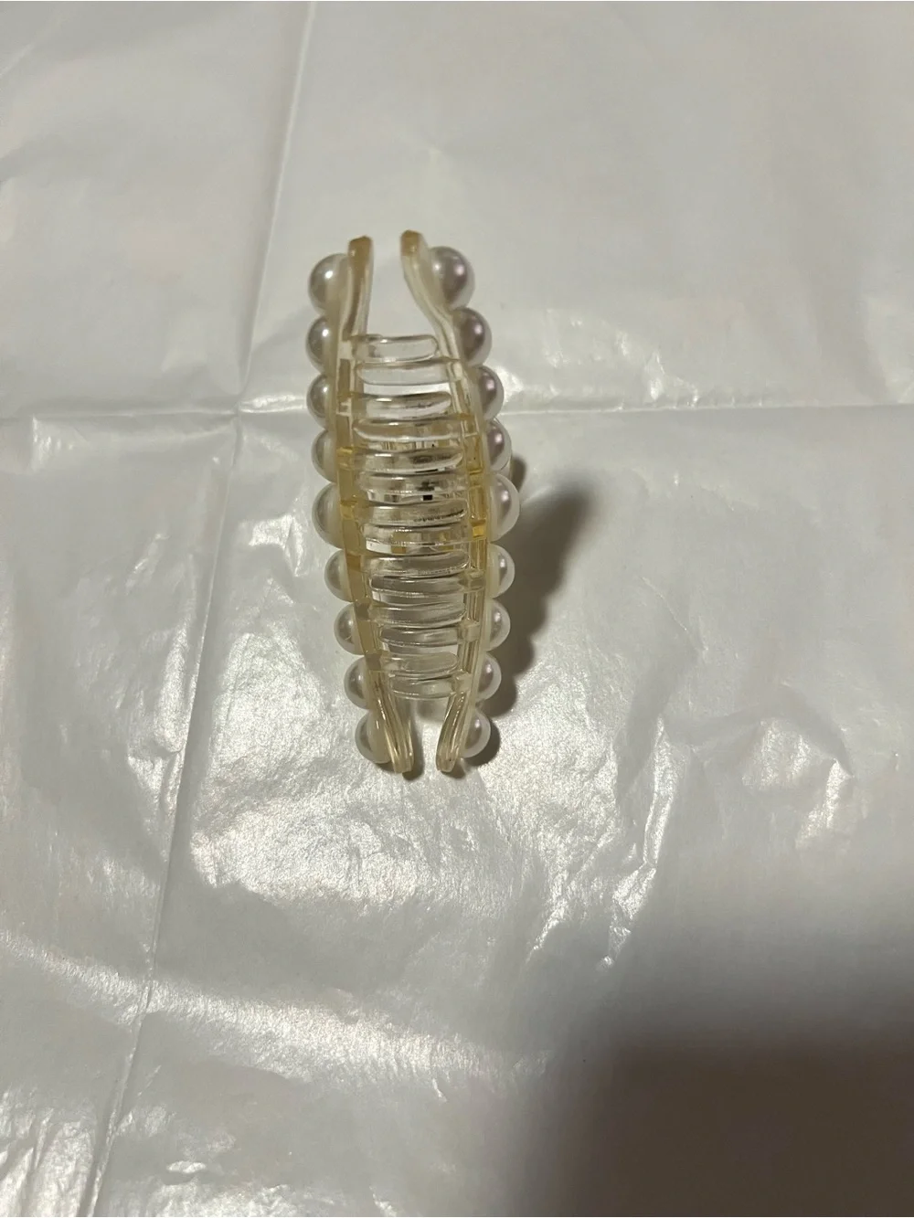 Pearl Accent Cream Hair Claw Clip for Women
